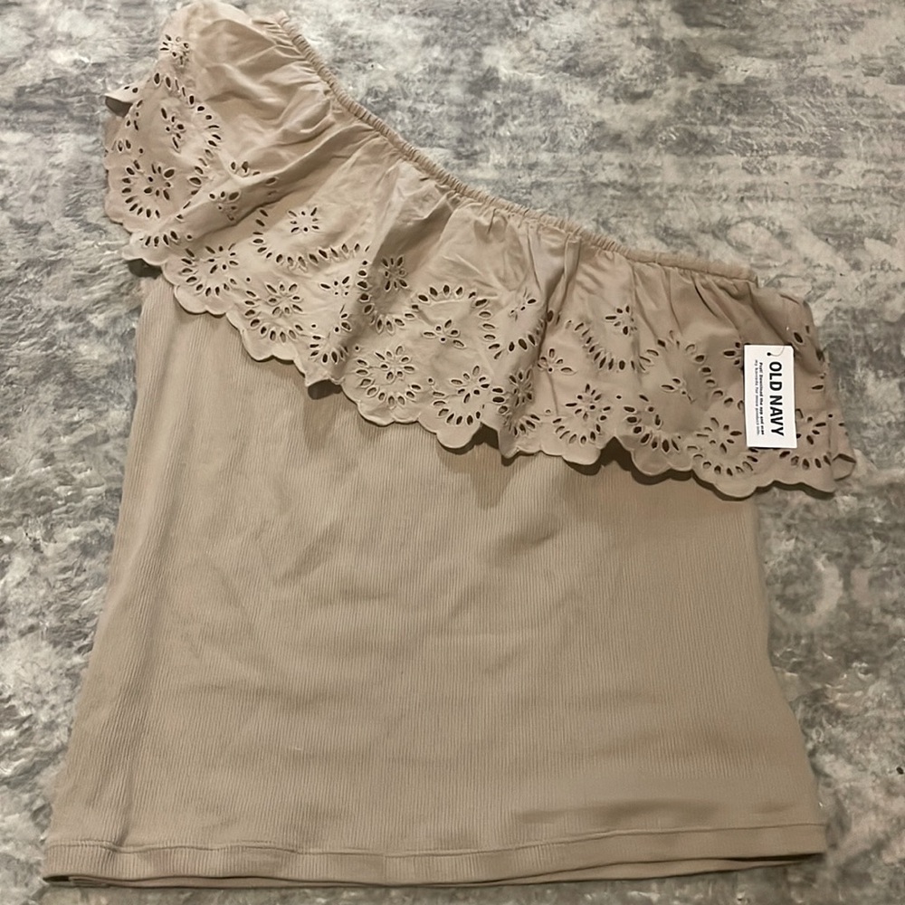 Tan One Shoulder Top - Old Navy